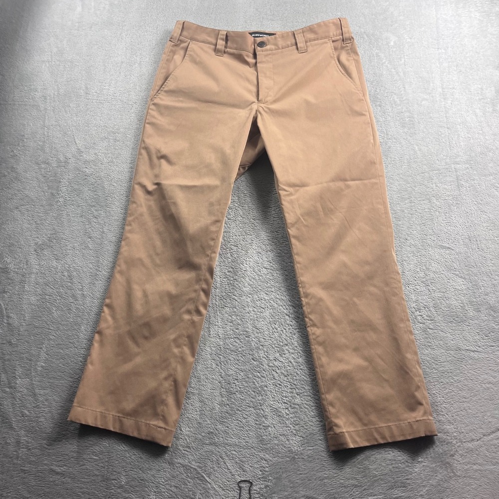 Bluffworks Chino Pants Men 31x28 Tan Brown Tailored Fit Travel Trousers NYC Made